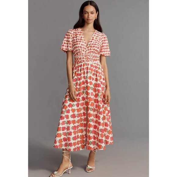 Anthropologie The Katerina Button-Front Dress Maxi Poppy Floral Plus Size 2X NWT - Picture 2 of 6